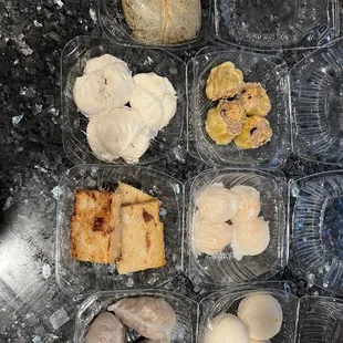 a variety of desserts in plastic containers
