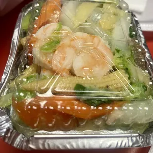 Shrimp &amp; mix veg 7.95?! Comes with small white rice. A healthy yummy dinner at a great price!