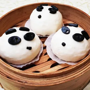 Egg Custard Pandas (tasted better than they looked!)