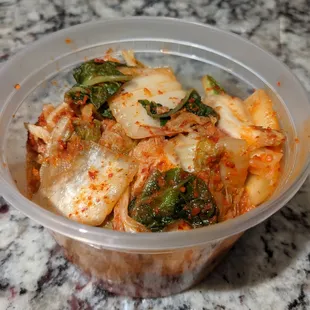 Small container of kimchi to-go. $5.