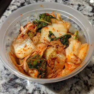 Small container of kimchi to-go. $5.