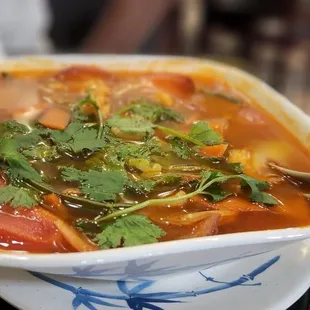 Tom yum A10. Ohn Noh Soup (Vegetarian, Coconut Milk based soup)