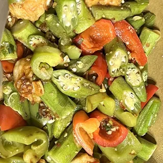 Pan Fried Okra Prawns