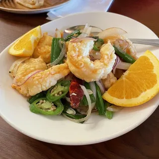 Salt and Pepper Prawns without Shell