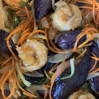 Garlic shrimp and eggplant