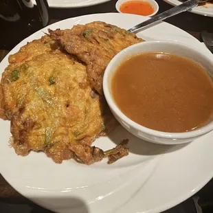 Egg foo young, brown sauce