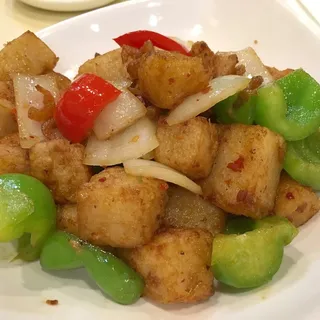 Pan-Fried Turnip Patties in XO Sauce