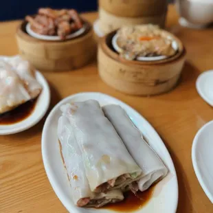 Bbq pork rice noodle roll