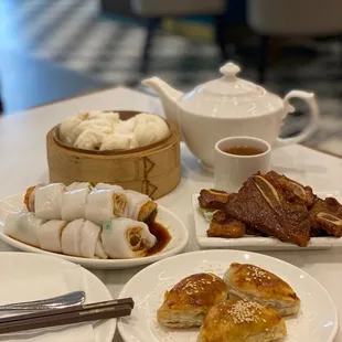 a variety of dishes on a table