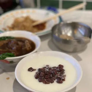 Milk pudding with red bean