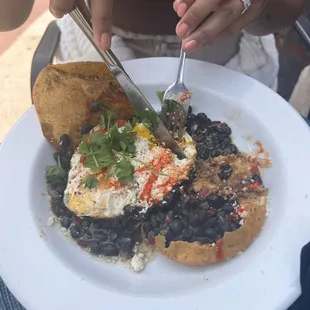 I got the fried egg tostada!