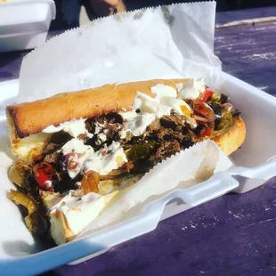 Cheese steak hoagie with mayo