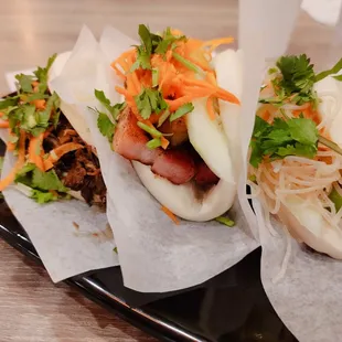 Mung bean noodle bun Chinese style pork shoulder bun  Smoked pork belly bun