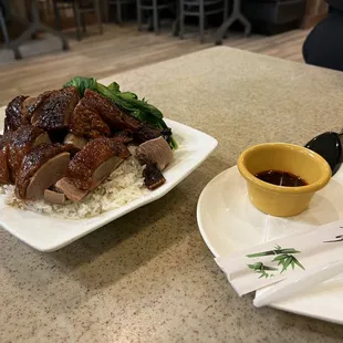 Roast duck and sauce.