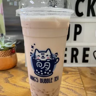 Sakura rose milk tea with lychee jelly