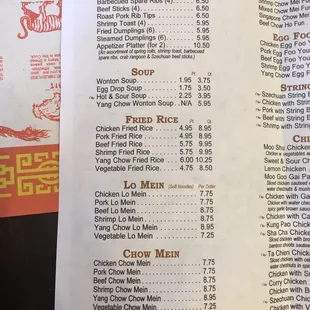 Left side of the menu.