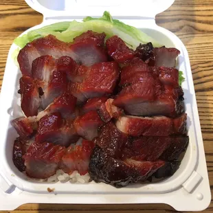Mini Char Siu plate with white rice.