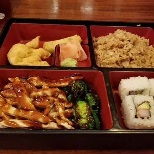 Chicken teriyaki bento box also comes with a salad and soup not shown ......ate them before I could take a pic lol