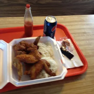 Wings with rice for lunch