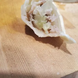Potstickers filled with cabbage.