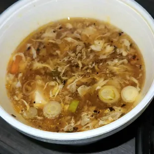 Hot And Sour Soup.   It's Decent And Has A Spicy Kick To It.