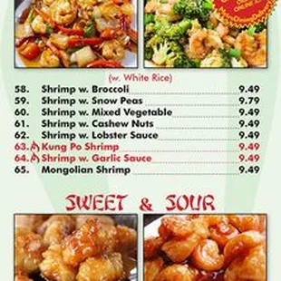 the menu of the restaurant