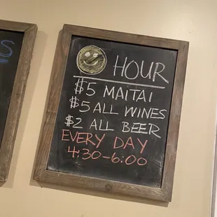 11/26/2021 happy hour every day from 4:30-6pm