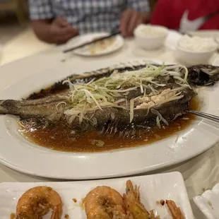 Steamed flounder with ginger and scallion