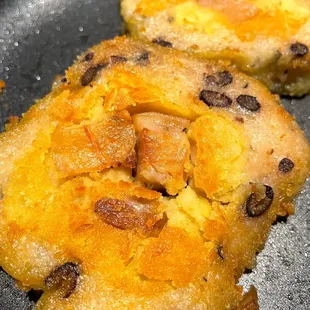 Sticky rice with mung bean, pork belly, and black bean - yum!