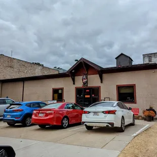 cars parked in front of the building