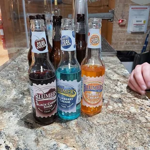 bottles of craft beer on a counter