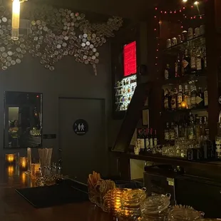 bottles of liquor on the bar