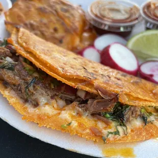 a plate of mexican food