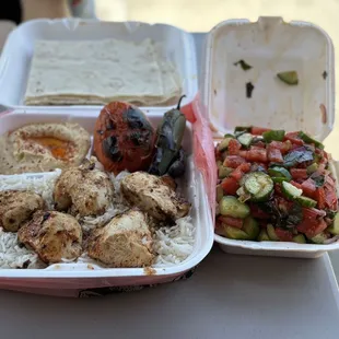 Chicken Breast Shish Kebob Plate &amp; Shirazi Salad