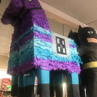 a purple and blue pinata