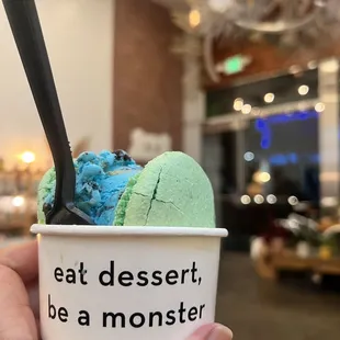 Monsters out and about for dessert.