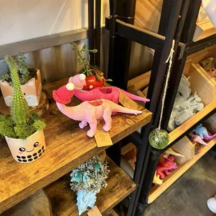 The selection of gift items inside the mini monster store.