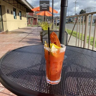 a bloody drink on a table