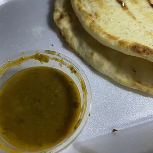 Pita bread  Spivey sauce