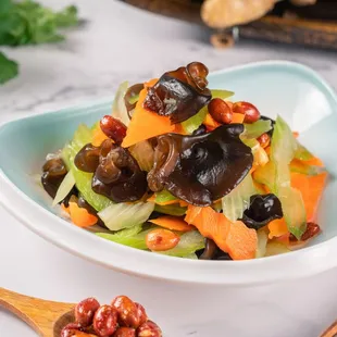 Celery, fungus, carrots &amp; peanuts Salad