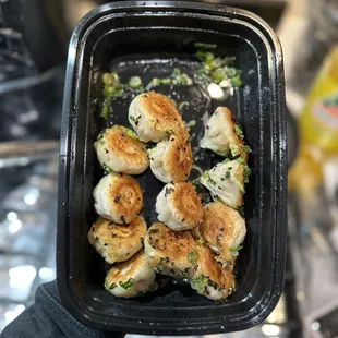 mini pan fried pork dumplings