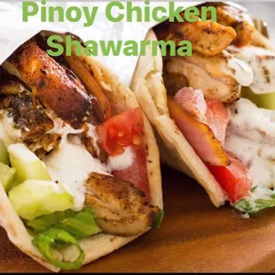 Pinoysytle Shawarma so delicious comes with your choice of beef, chicken or steak