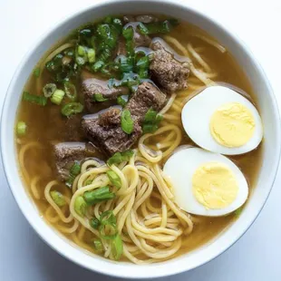 Beef mami with egg