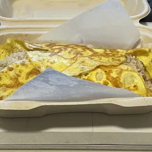 Adobo fried rice omelet