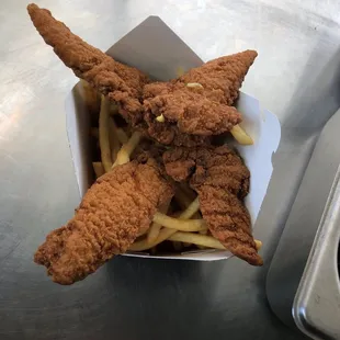 Chicken strips and fries