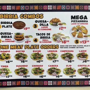 Menu to go options
