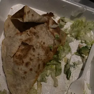 shredded chicken quesadilla