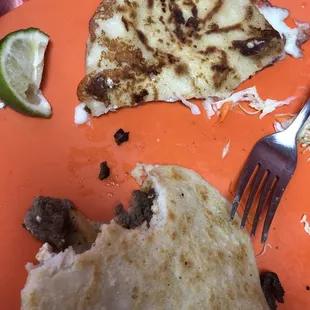 Cheese pupusa and beef Gordita