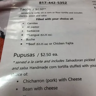 menu