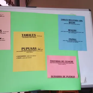 Menu at front door.